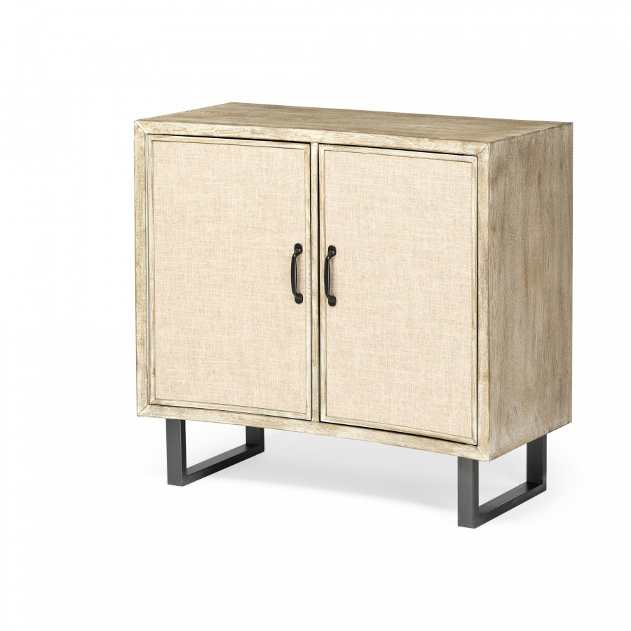 Mercana - Bellefontaine Natural Fir Veneer And Fabric 2 Door Accent Cabinet