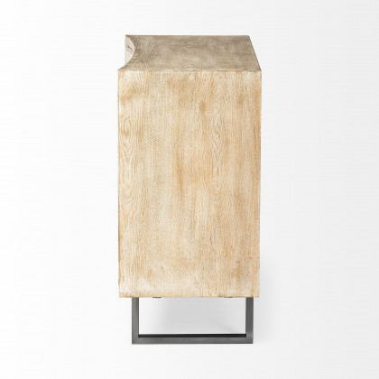 Mercana - Bellefontaine Natural Fir Veneer And Fabric 2 Door Accent Cabinet