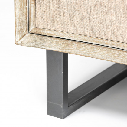 Mercana - Bellefontaine Natural Fir Veneer And Fabric 2 Door Accent Cabinet