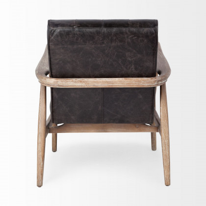 Mercana - Phineas Leather Accent Chair in Black, Fabric