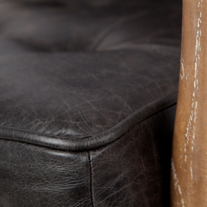 Mercana - Phineas Leather Accent Chair in Black, Fabric