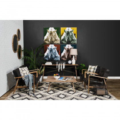 Mercana - Phineas Leather Accent Chair in Black, Fabric