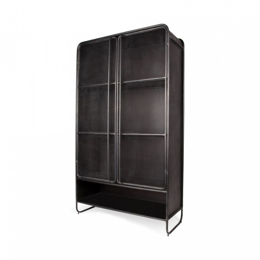Mercana - Klaus Dark Brown Polished Metal Mesh Door Display Cabinet