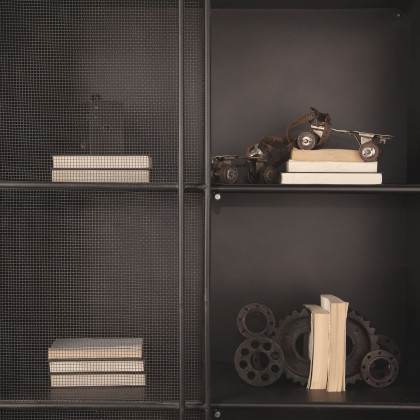Mercana - Klaus Dark Brown Polished Metal Mesh Door Display Cabinet