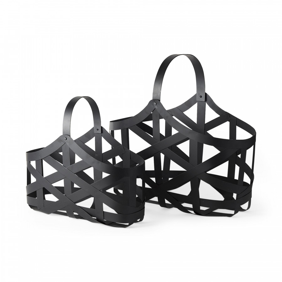 Mercana - Tyrell Black Iron Metal Baskets (Set of 2)