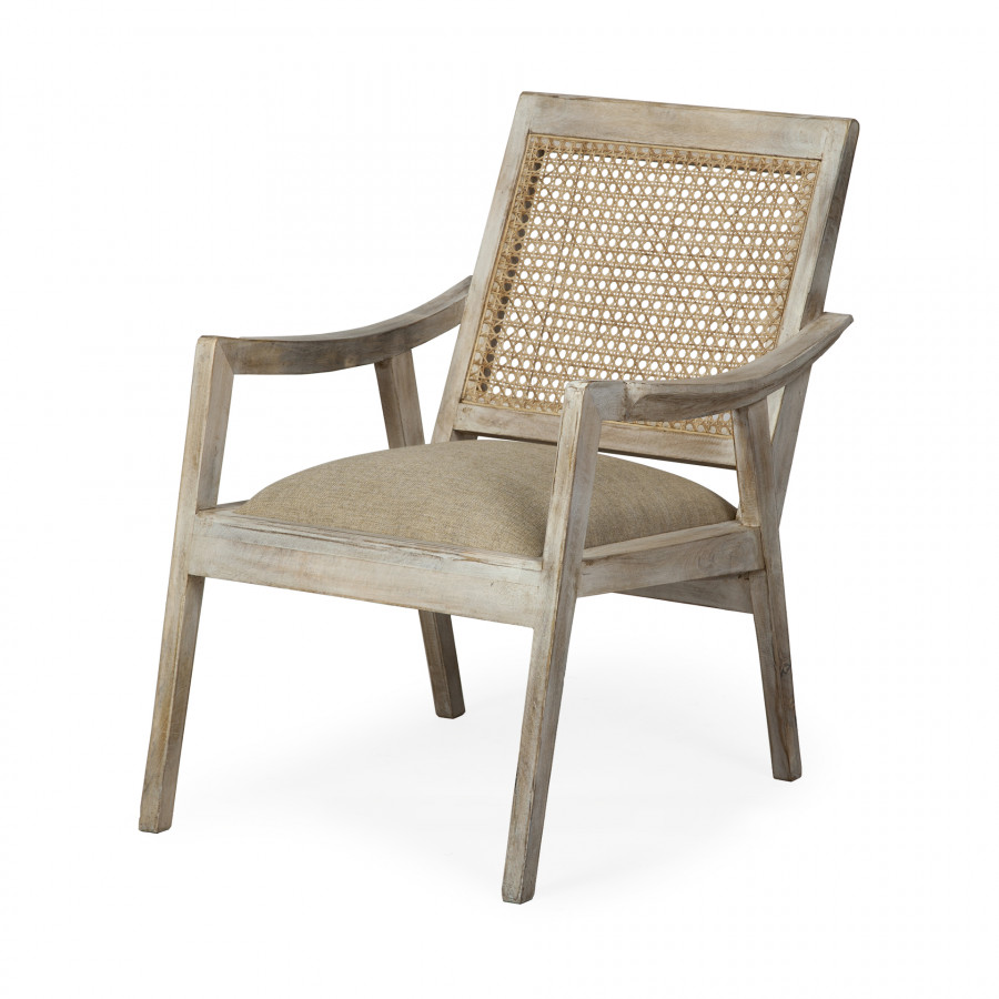 Mercana - Teryn Accent Chair in Beige, Solid Wood