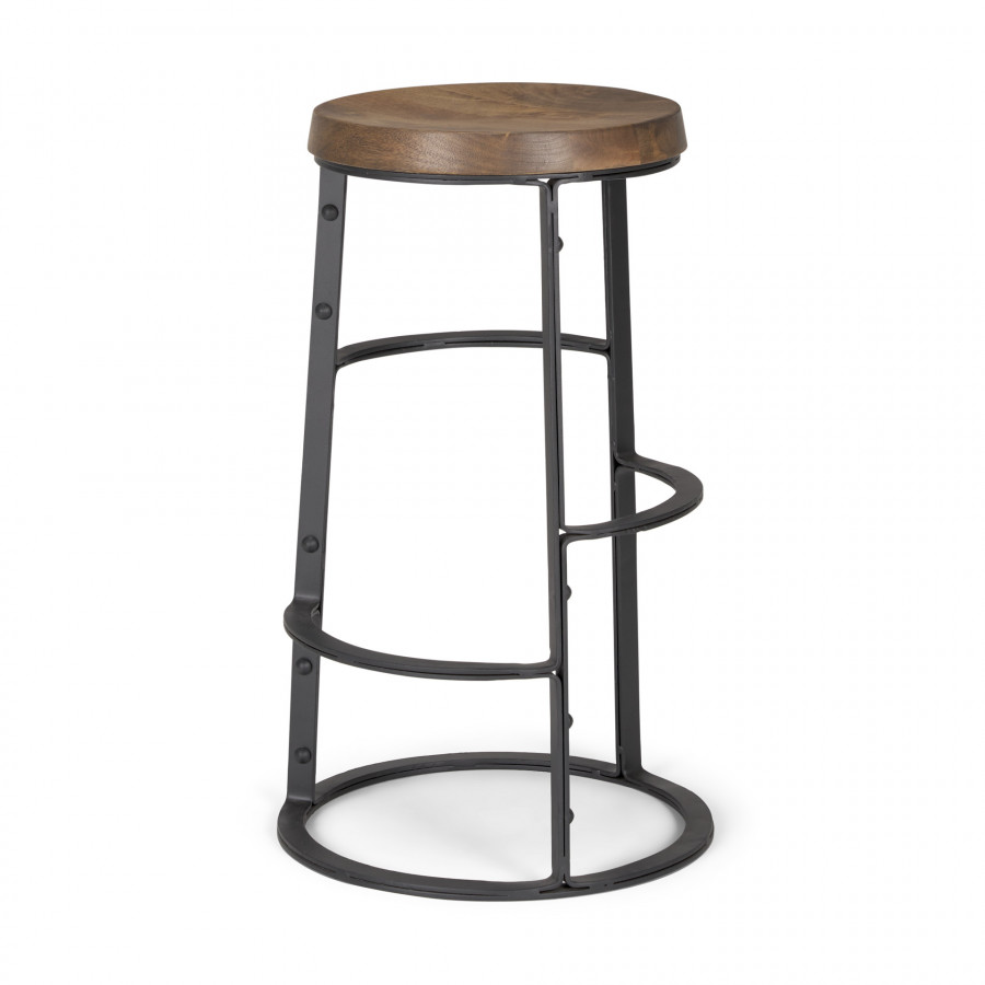 Mercana - Neo Wood Seat Bar/Counter Stool in Black, Solid Wood