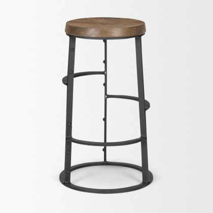 Mercana - Neo Wood Seat Bar/Counter Stool in Black, Solid Wood