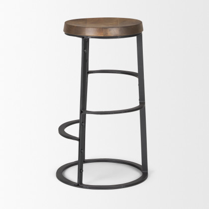 Mercana - Neo Wood Seat Bar/Counter Stool in Black, Solid Wood