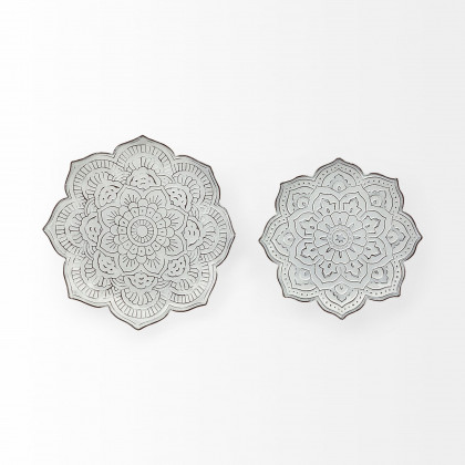 Mercana - Miranda Stamped Metal Lotus Flower Wall Decor (Set of 2)