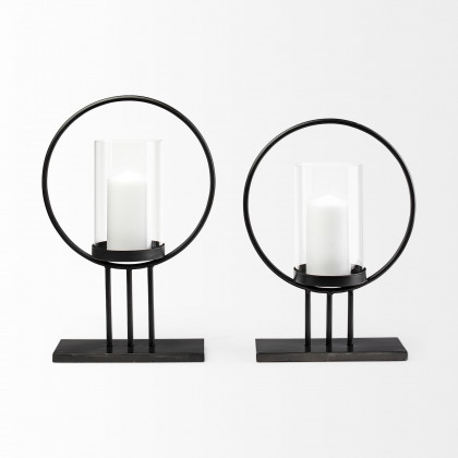 Mercana - Saturn Candle Holder in Black/White, Metal