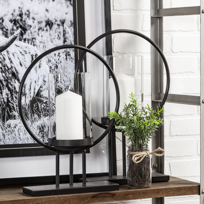Mercana - Saturn Candle Holder in Black/White, Metal