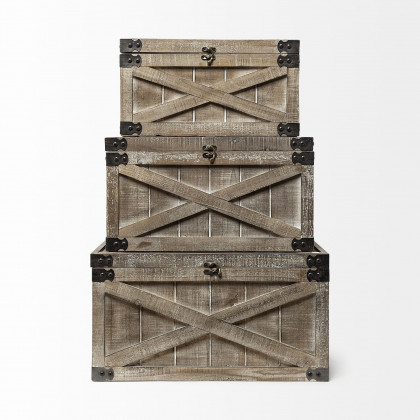 Mercana - Port Moody Brown Wooden Decorative Boxes (Set of 3)