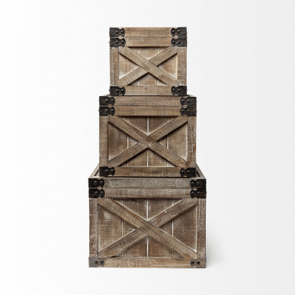 Mercana - Port Moody Brown Wooden Decorative Boxes (Set of 3)