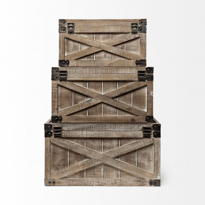 Mercana - Port Moody Brown Wooden Decorative Boxes (Set of 3)