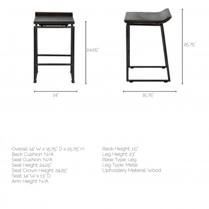Mercana Givens 26" Counter Stool - Brown/Black