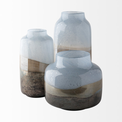 Mercana Nasser Vase - Blue/Gold, H9"