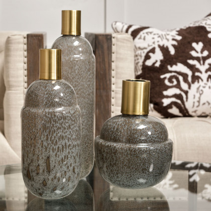 Mercana Toba Vase - Brown/Gold, H15"
