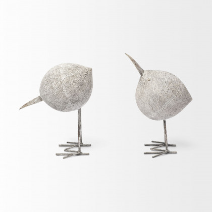 Mercana Snipe I 6L x 6W Resin Bird Ornament with Metal Feet - White