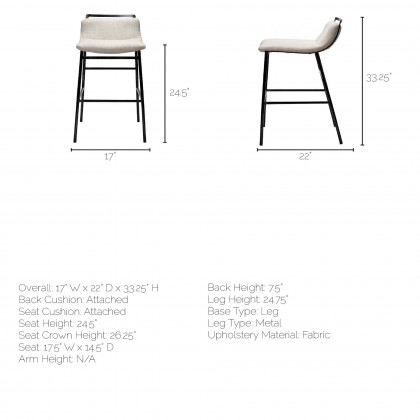 Mercana Kavalan 33" Counter Stool - Beige