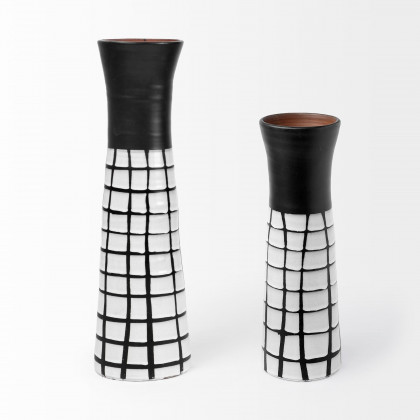 Mercana - Luanda Vase in Black/White, Ceramic