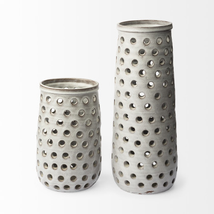 Mercana Canasta Small Vase - White, Ceramic