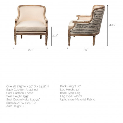 Mercana - Elizabeth Accent Chair in Cream, Fabric