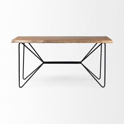 Mercana - Papillion IV Natural Solid Wood and Live Edge Iron Office Desk