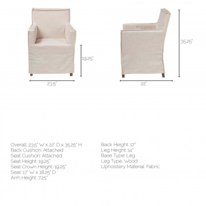 Mercana Elbert II Square Arms Dining Chair - Cream