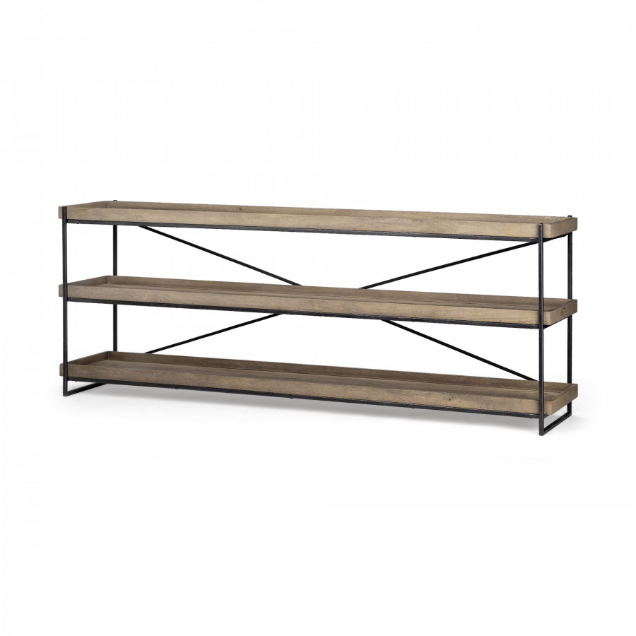 Mercana Trey Console Table with Glass - Brown