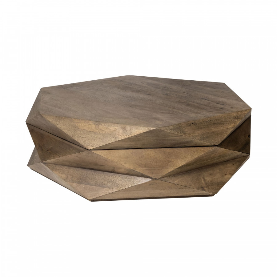 Mercana Arreto 48" Hexagonal Coffee Table - Brown, Wood
