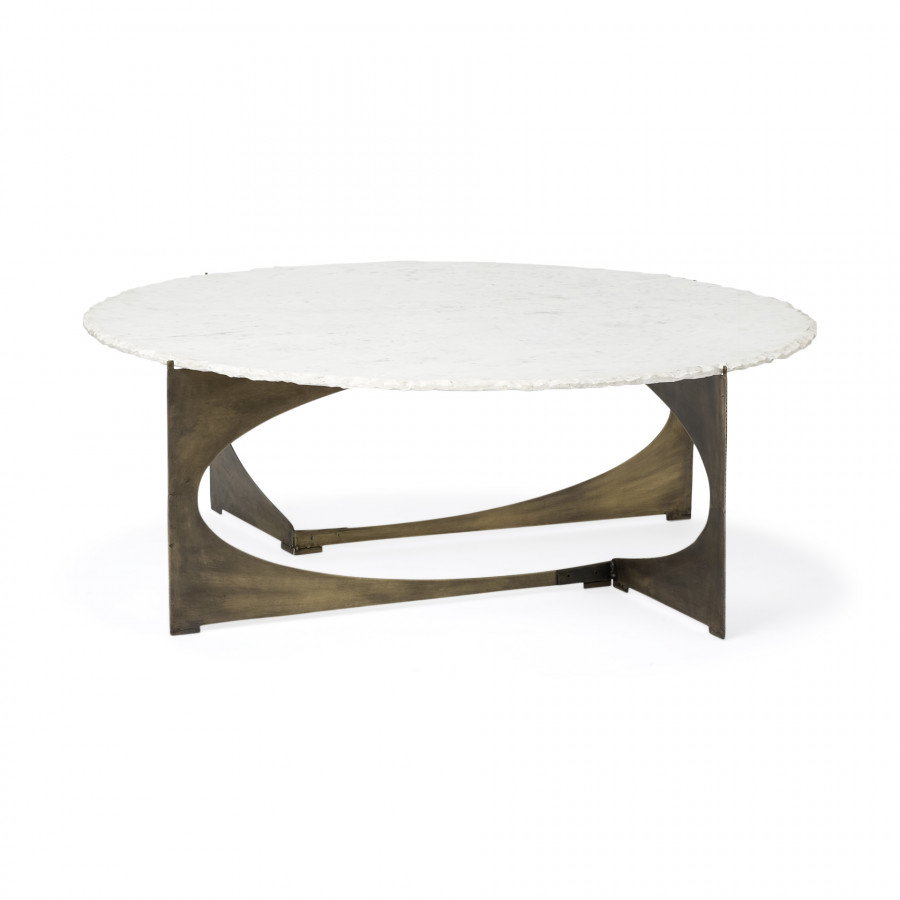Mercana Reinhold Round Coffee Table - White, Stone