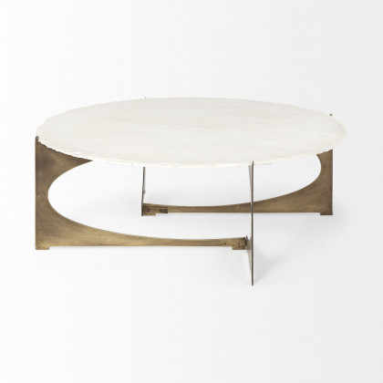 Mercana Reinhold Round Coffee Table - White, Stone