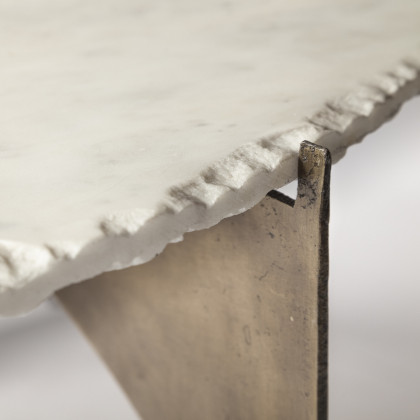 Mercana Reinhold Round Coffee Table - White, Stone