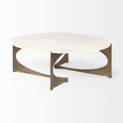 Mercana Reinhold Round Coffee Table - White, Stone
