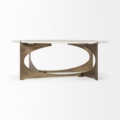 Mercana Reinhold Round Coffee Table - White, Stone