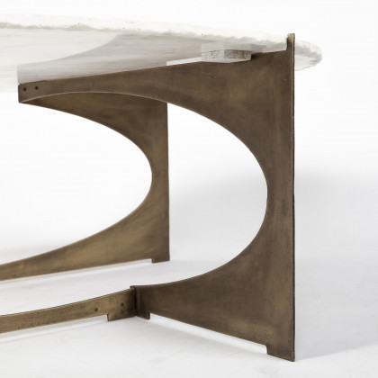Mercana Reinhold Round Coffee Table - White, Stone