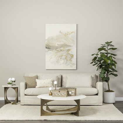 Mercana Reinhold Round Coffee Table - White, Stone