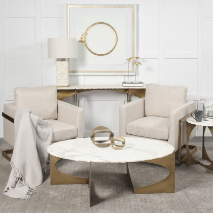 Mercana Reinhold Round Coffee Table - White, Stone
