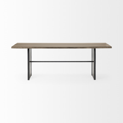 Mercana - Ledger Dining Table in Brown, Solid Wood