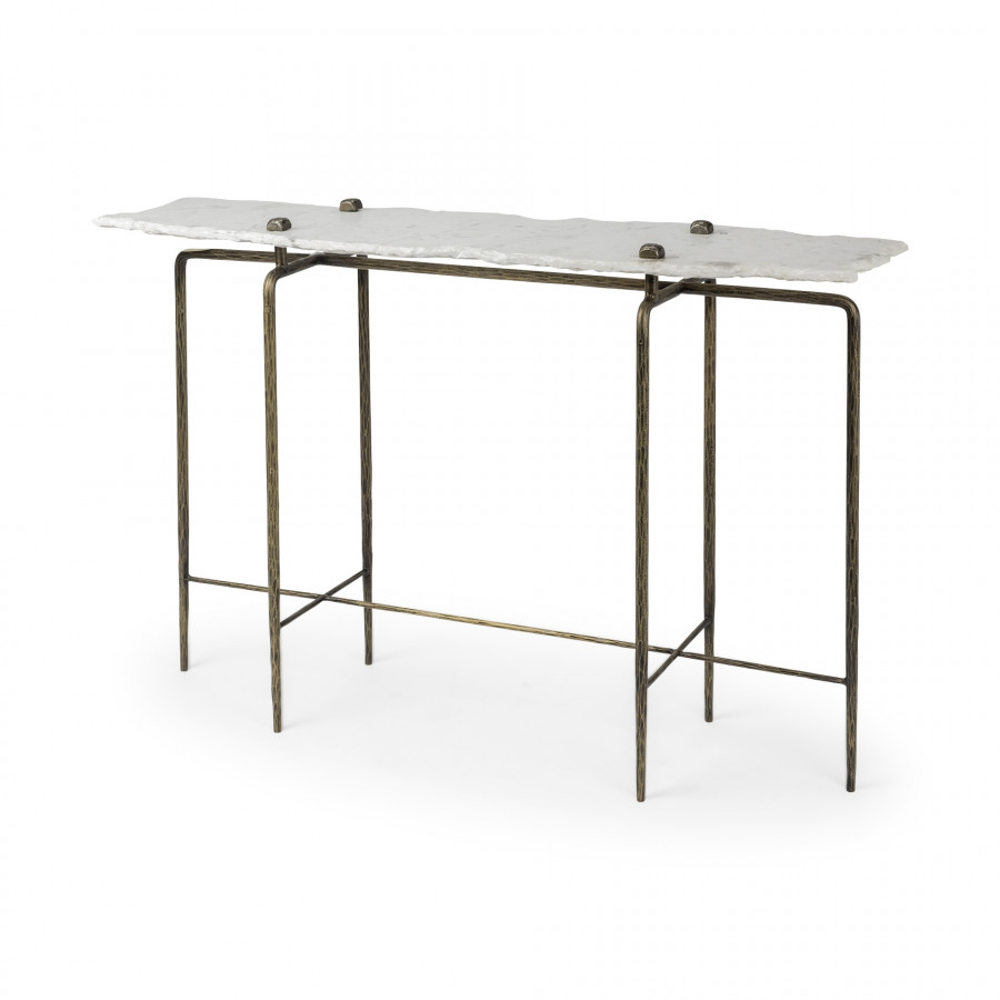 Mercana - Pinera Console Table in Gold/White, Iron