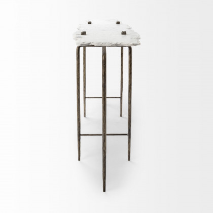Mercana - Pinera Console Table in Gold/White, Iron
