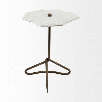 Mercana Pinera Accent Table - White, Metal