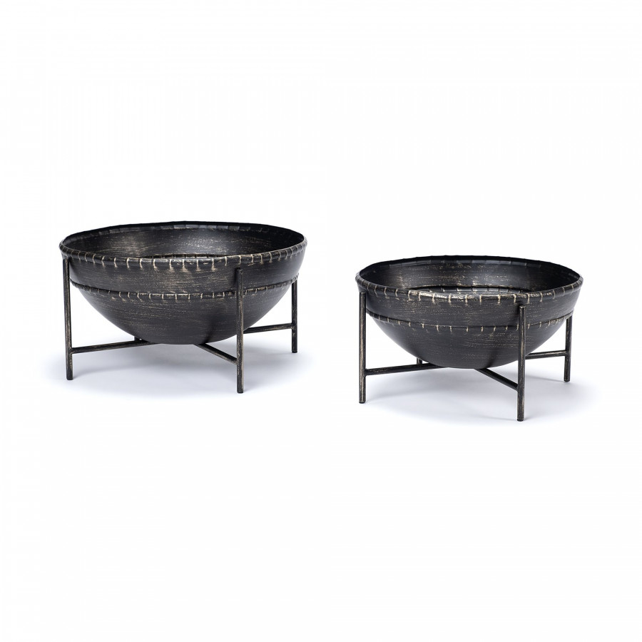 Mercana - Cauldron Brown Metal Bowls (Set of 2)