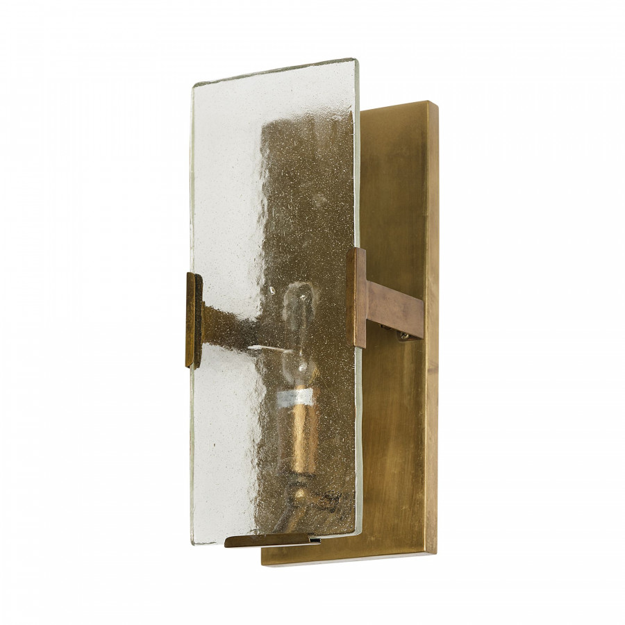 Mercana - Gruber 4.5x12 Brass Toned Metal with Frosted Glass Rectangular Wall Sconce