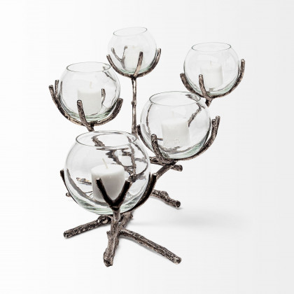Mercana Vine Candle Holder - Silver, Metal