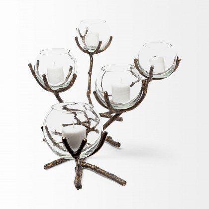 Mercana Vine Candle Holder - Brown, Metal