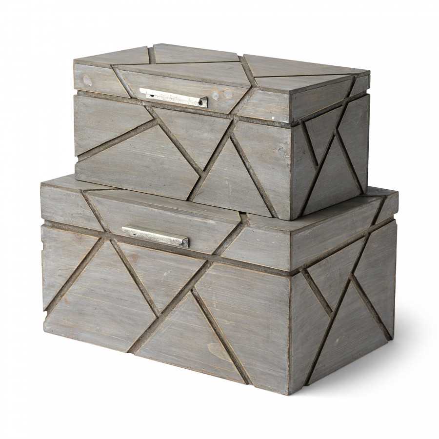 Mercana - Niobe 16L x 11W Gray Wooden Nesting Boxes (Set of 2)