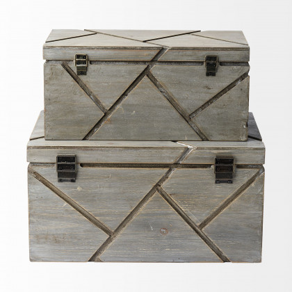 Mercana - Niobe 16L x 11W Gray Wooden Nesting Boxes (Set of 2)