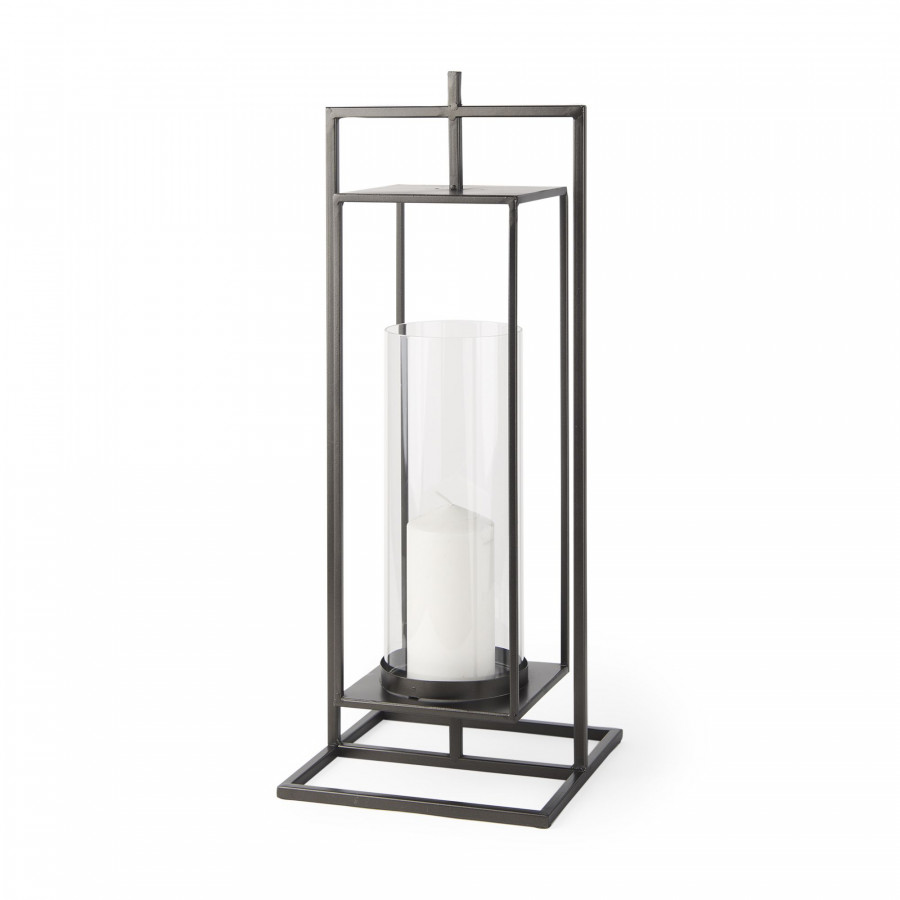Mercana Albus I Large Black Metal Rectangular Table Candle Holder